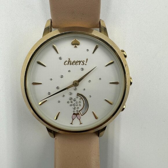 Kate Spade Cheers Hybrid Smart Watch Gold Tone Beige Leather Band New Battery main image 14